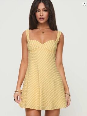 Princess Polly Yellow Gingham Sweetheart Mini Dress
